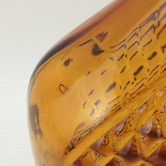 Vtg Empoli Amber Italian Art Glass Bottle Decanter Missing Stopper Diamond Point - Picture 5 of 10